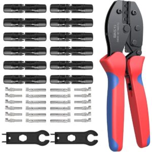 Krimptangset op zonne-energie voor 25 4 6 mm² zonnepaneel PV kabel krimpgereedschapset met 12 paar mannelijk vrouwelijke zonnestekkers - bus moersleutels - krimptang