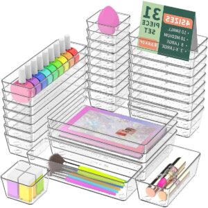 31 stuks ladeorganizer - transparante make-up organizer voor laden - stapelbaar - 4 maten - badkamer keuken bureau